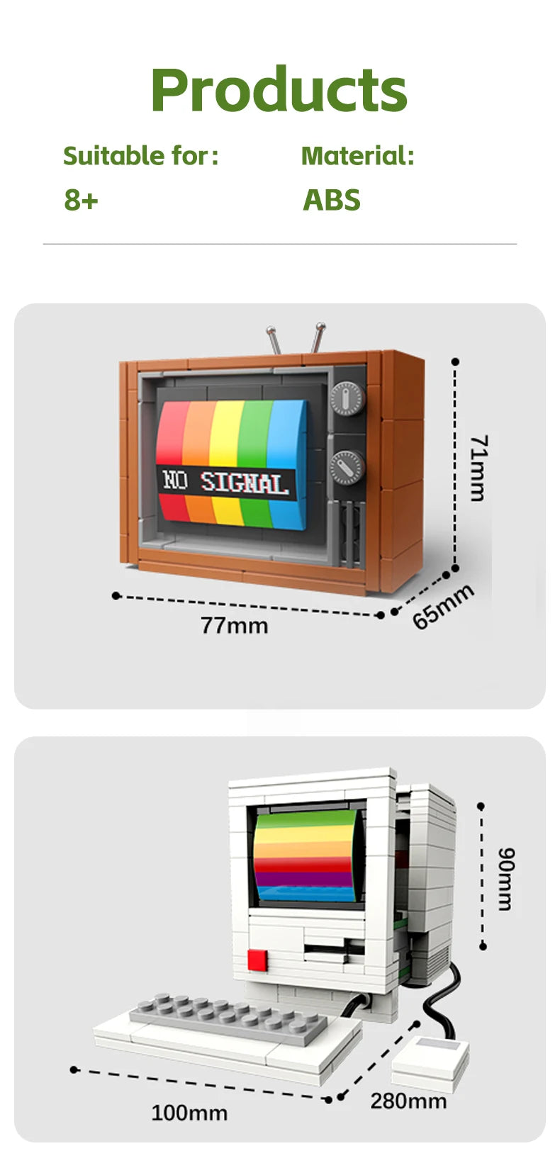 DIY Retro Electrical Appliances Furniture TV Computer Tape Walkman Play Game Consoles Radio Building Blocks Model