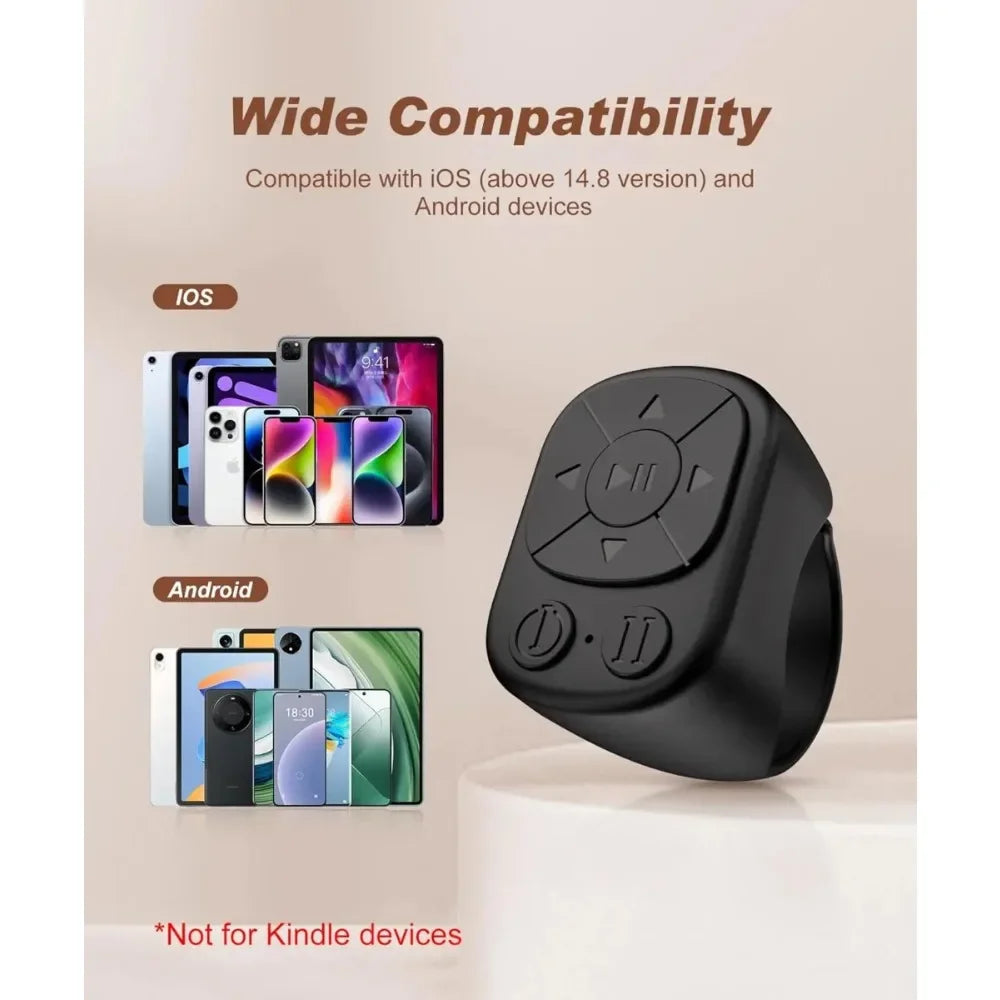 Bluetooth Ring Remote for Scrolling TikTok, Turning Pages, Camera