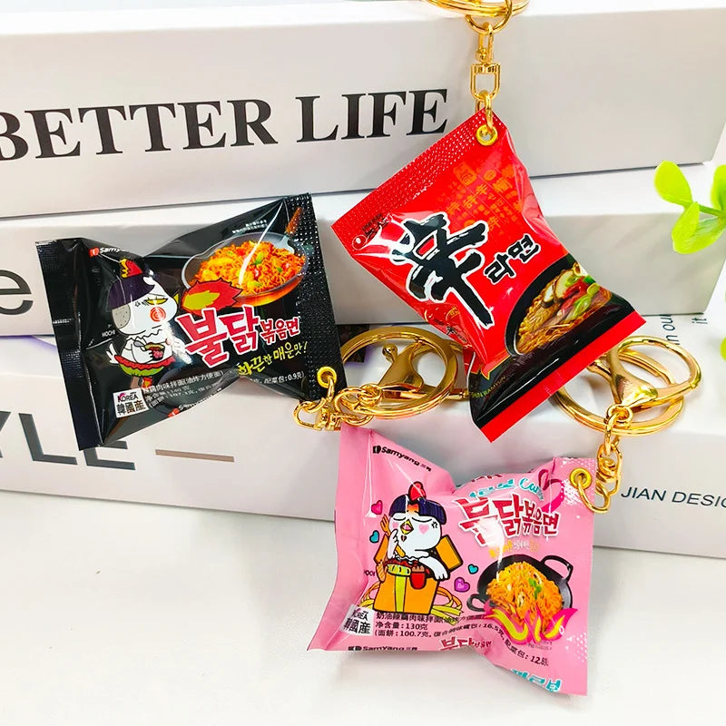 Simulation Instant Noodles Keychain On The Phone Mini Snacks Pendant Bag