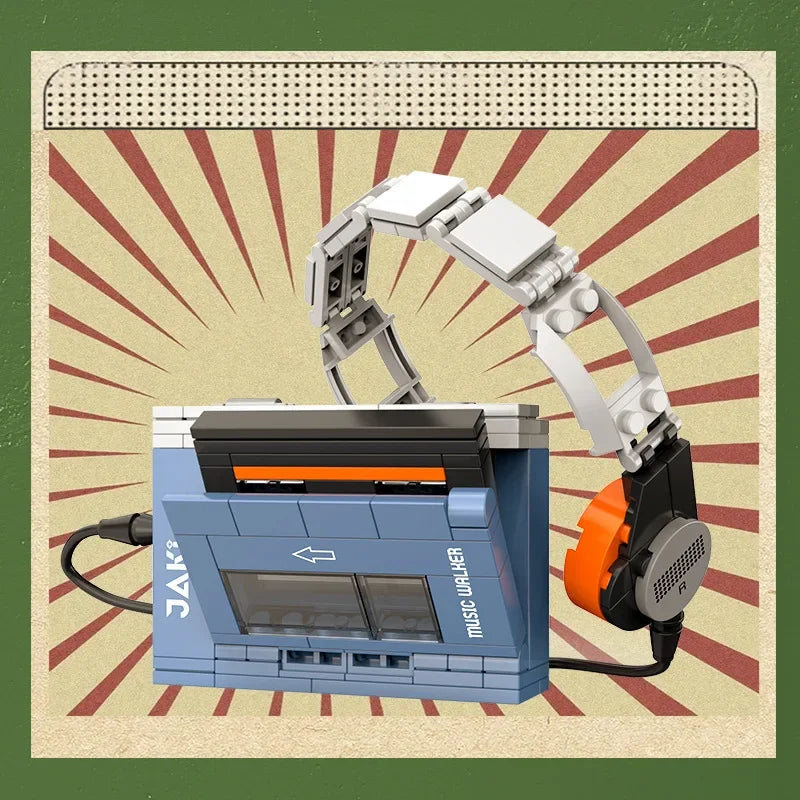 DIY Retro Electrical Appliances Furniture TV Computer Tape Walkman Play Game Consoles Radio Building Blocks Model