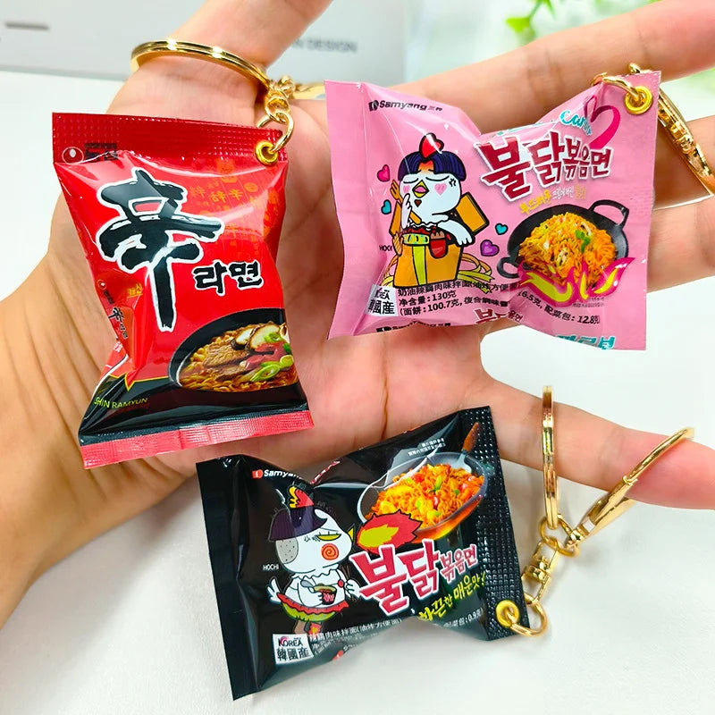 Simulation Instant Noodles Keychain On The Phone Mini Snacks Pendant Bag